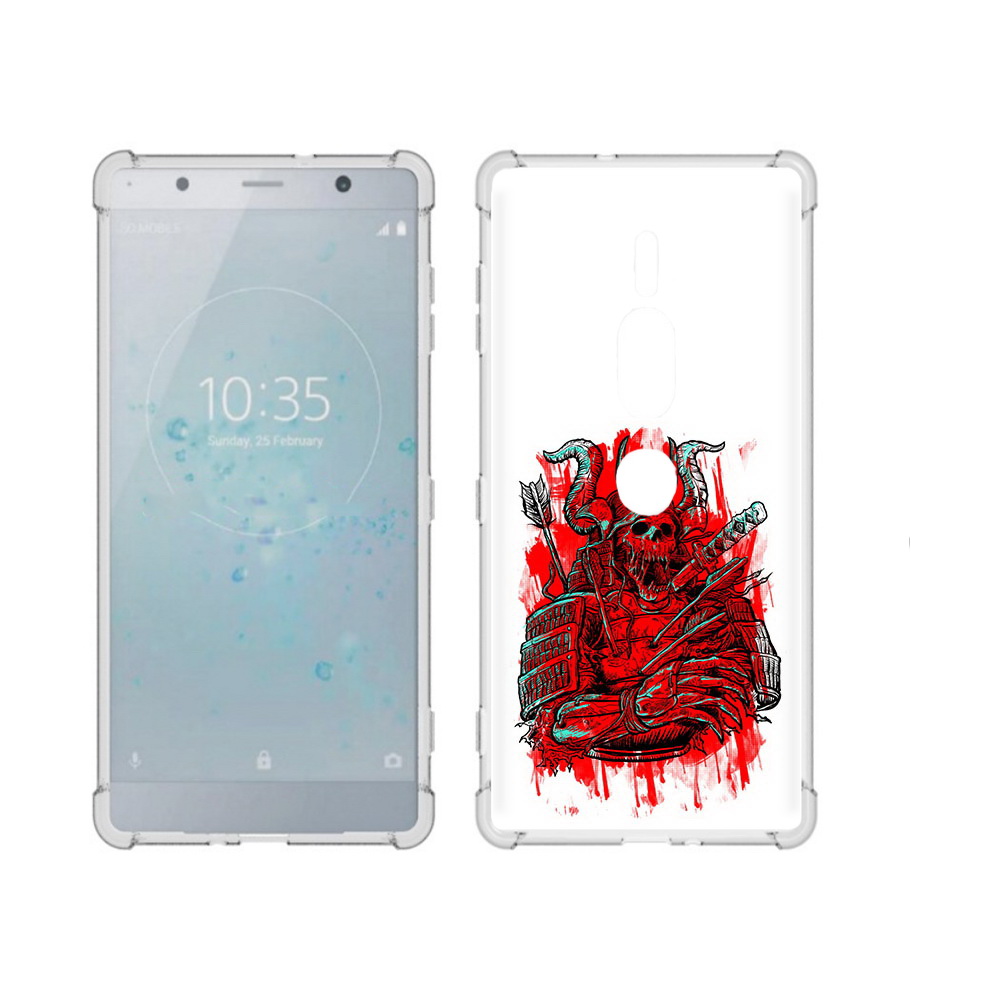 

Чехол MyPads Tocco для Sony Xperia XZ2 Premium красный скелет воин, Прозрачный, Tocco