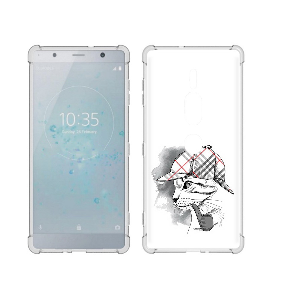 

Чехол MyPads Tocco для Sony Xperia XZ2 Premium кошка с трубкой, Прозрачный, Tocco