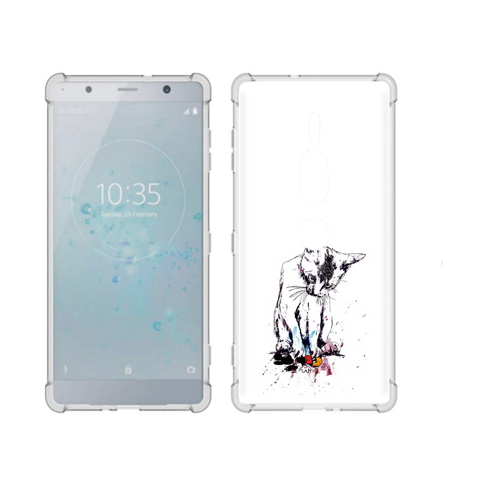 

Чехол MyPads Tocco для Sony Xperia XZ2 Premium кот и микки, Прозрачный, Tocco