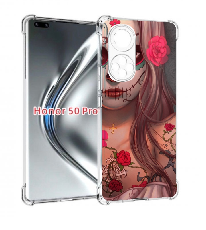 

Чехол бампер MyPads девочка в рисунках для Honor 50 Pro/N, Прозрачный, Tocco