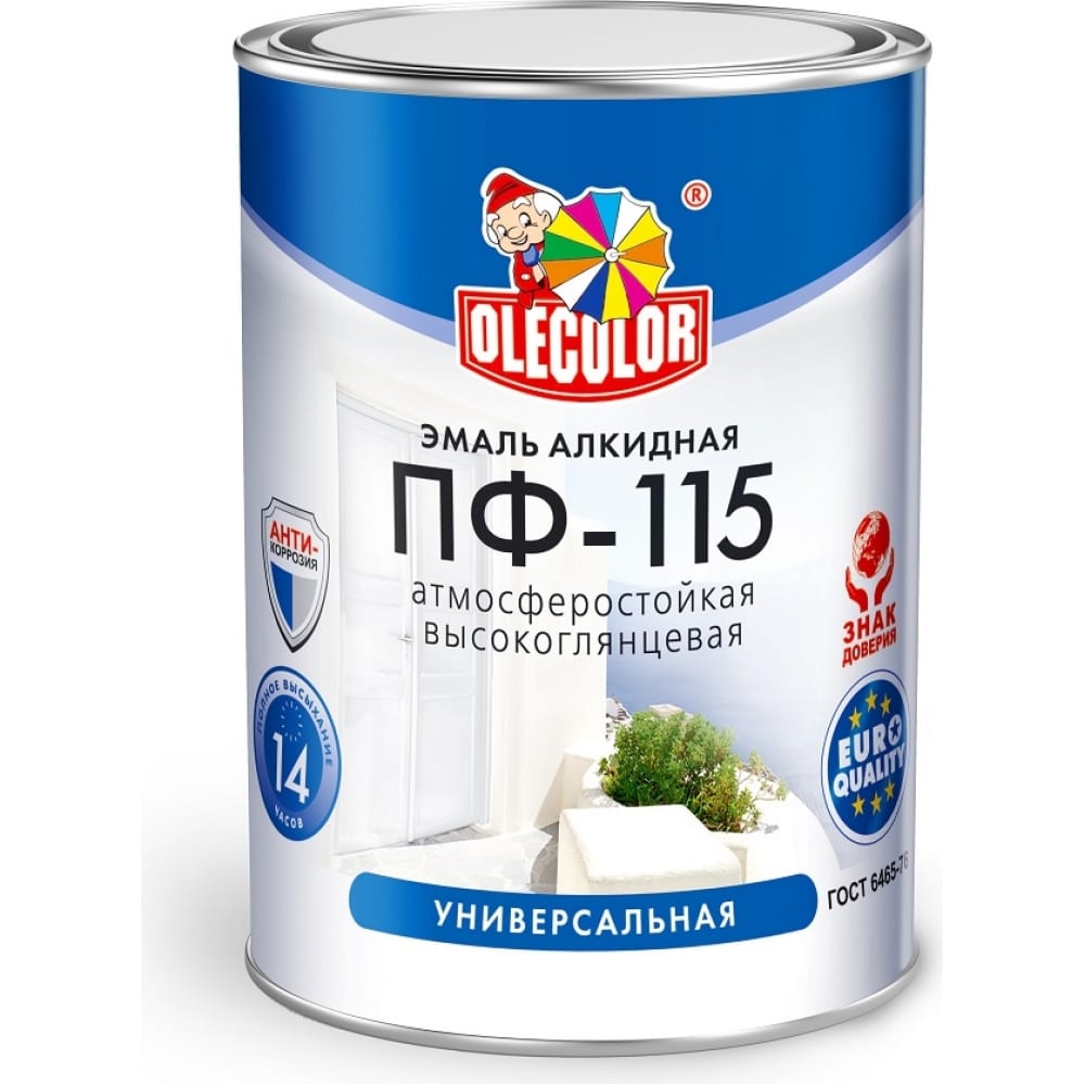 Эмаль OLECOLOR ПФ-115 черный матовый, 0.8 кг 4300007297