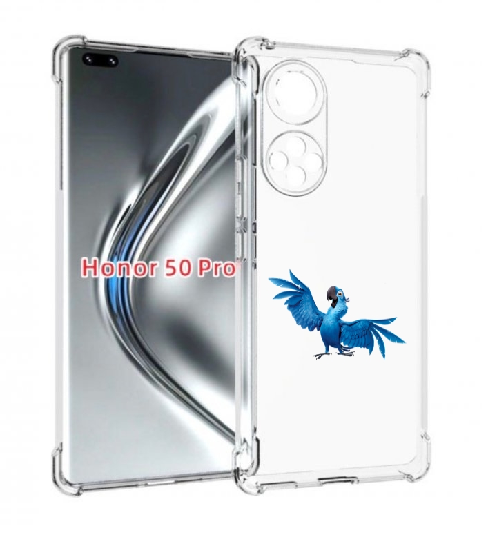 

Чехол бампер MyPads голубой-попугайчик для Honor 50 Pro/N, Прозрачный, Tocco