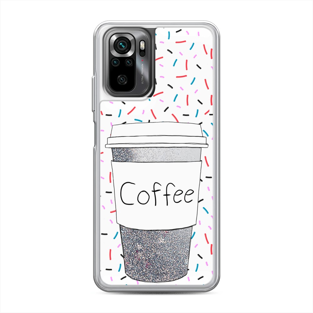 

Чехол Awog на Xiaomi Redmi Note 10/10S/Poco M5s "Coffee прозрачный стакан", Белый, 316291-1