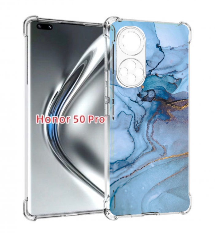 

Чехол бампер MyPads голубой мрамор для Honor 50 Pro/Nova, Прозрачный, Tocco