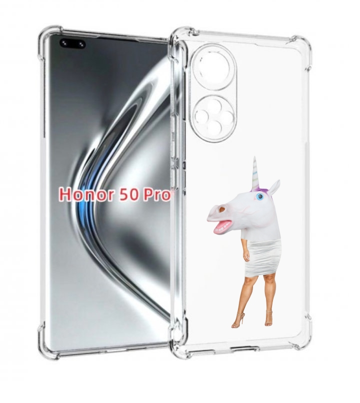 

Чехол бампер MyPads голова-единорога для Honor 50 Pro/Nov, Прозрачный, Tocco