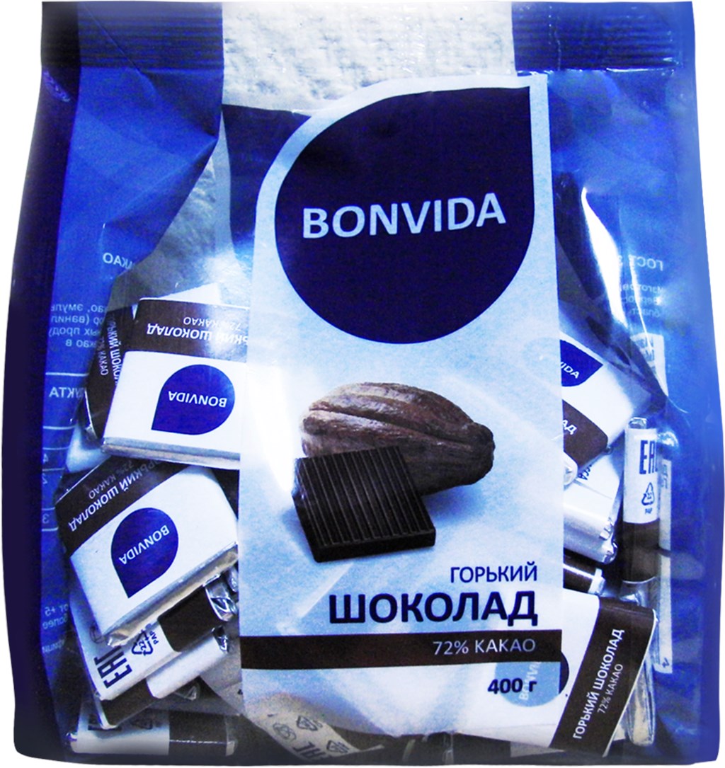 фото Шоколад bonvida горький 72% какао 400 г