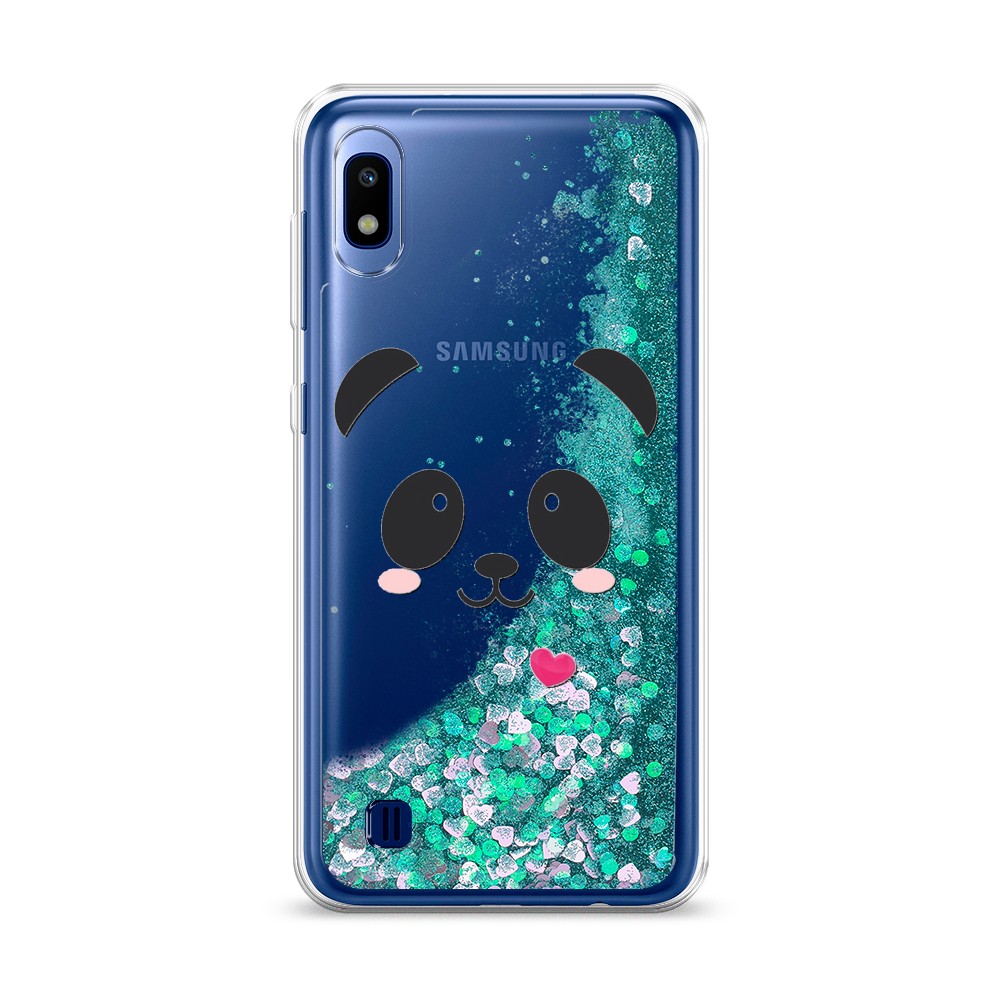 

Жидкий чехол с блестками "Влюбленный панда контур" на Samsung Galaxy A10
