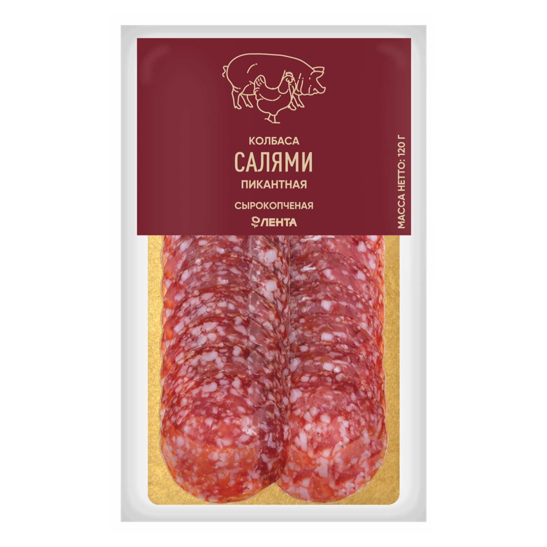 

Колбаса Лента Салями Пикантная сырокопченая 120 г