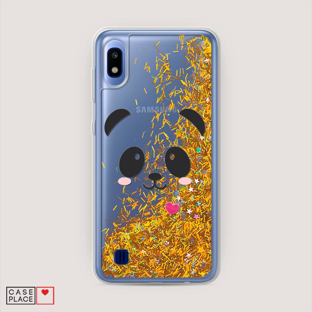 

Жидкий чехол с блестками "Влюбленный панда контур" на Samsung Galaxy A10, 27990-1