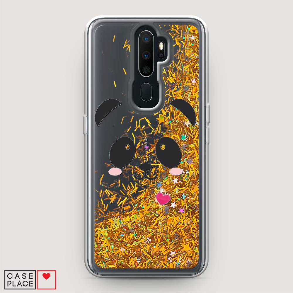

Жидкий чехол с блестками "Влюбленный панда контур" на Oppo A5 (2020), 251390-1
