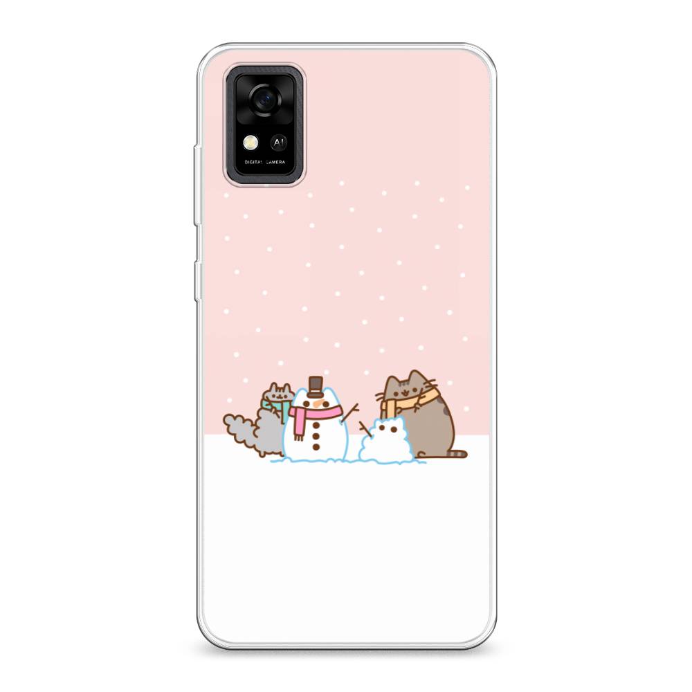 

Чехол на ZTE Blade A31 "Котики в снегу", Розовый;белый;серый, 134650-5
