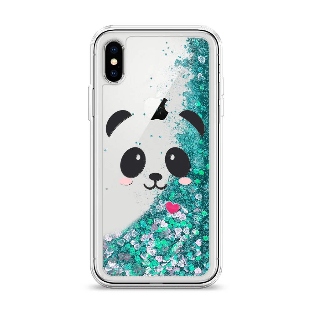 

Жидкий чехол с блестками "Влюбленный панда контур" на Apple iPhone XS (10S), 11895-1