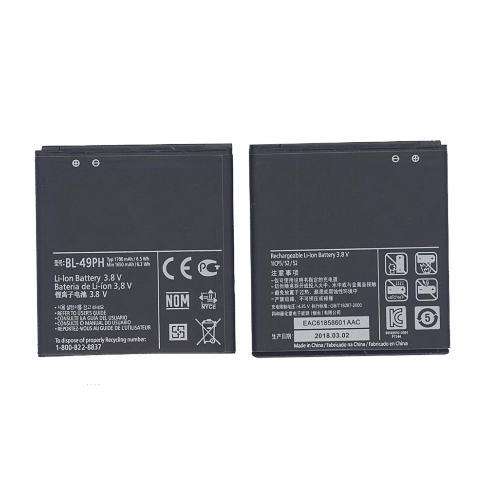 

Аккумуляторная батарея BL-49PH, для LG F120 1700mAh 3,7V, BL-49PH