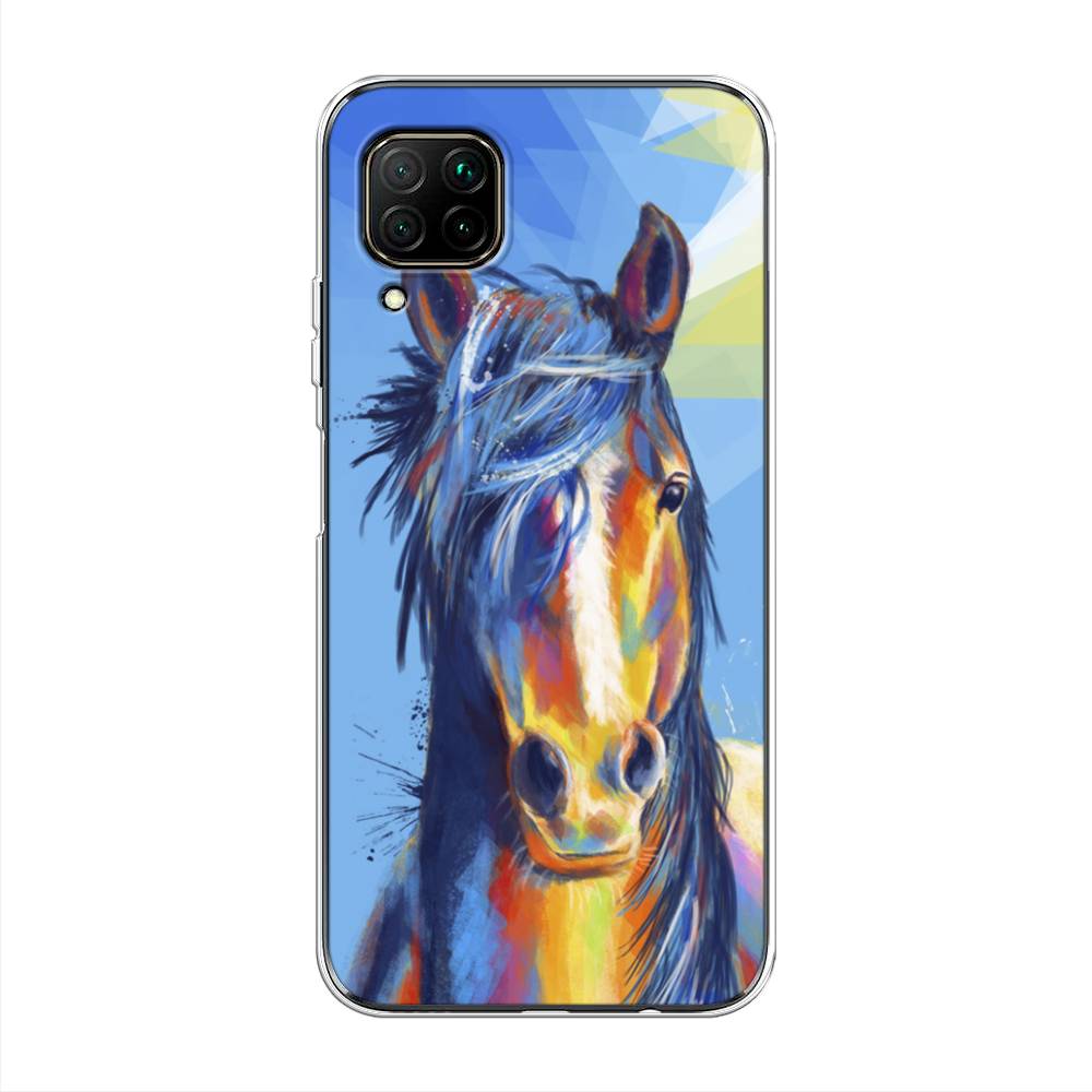 

Чехол на Huawei Nova 6 SE "Лошадь арт 3", Голубой;желтый;синий, 611750-1