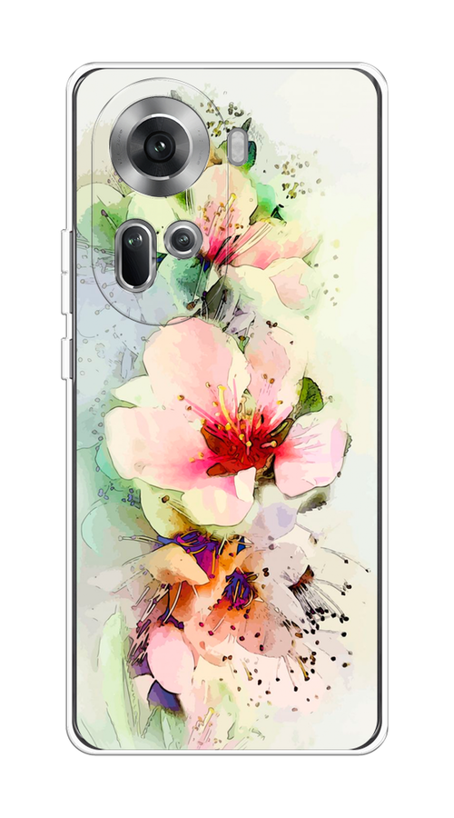 

Чехол на Oppo Reno 11 (Global) "Нежные цветы", Зеленый;розовый, 2515850-1