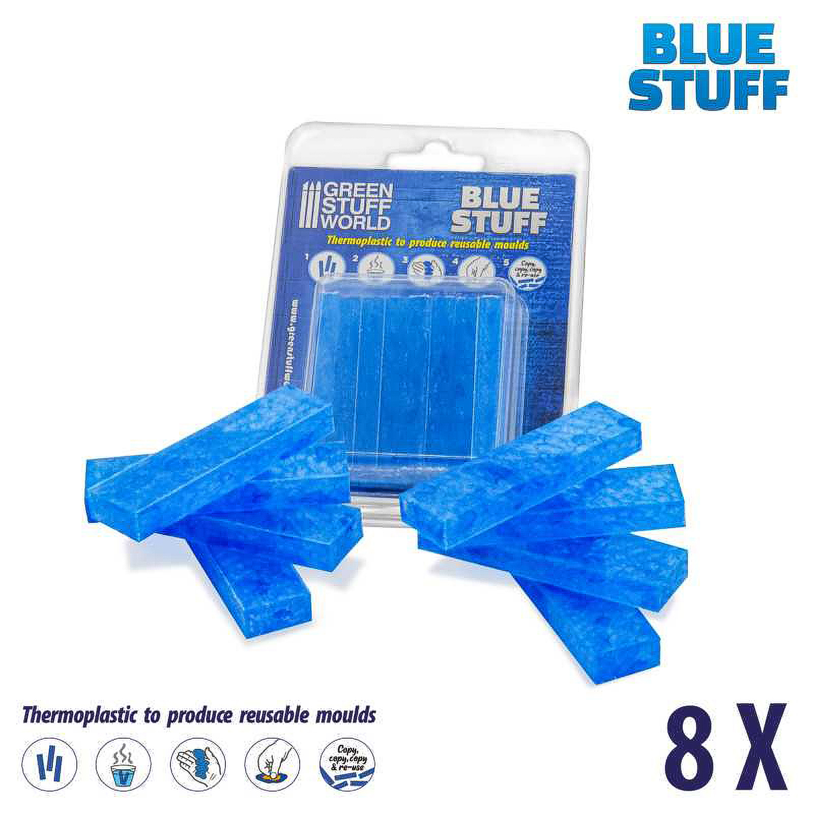 

Термопластик для изготовления форм Green Stuff World Blue Stuff 8 шт, Stuff