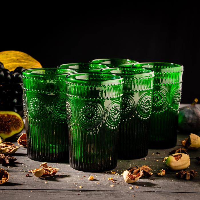 фото Набор стаканов 350 мл "ларго", 6 шт, зелёный доляна