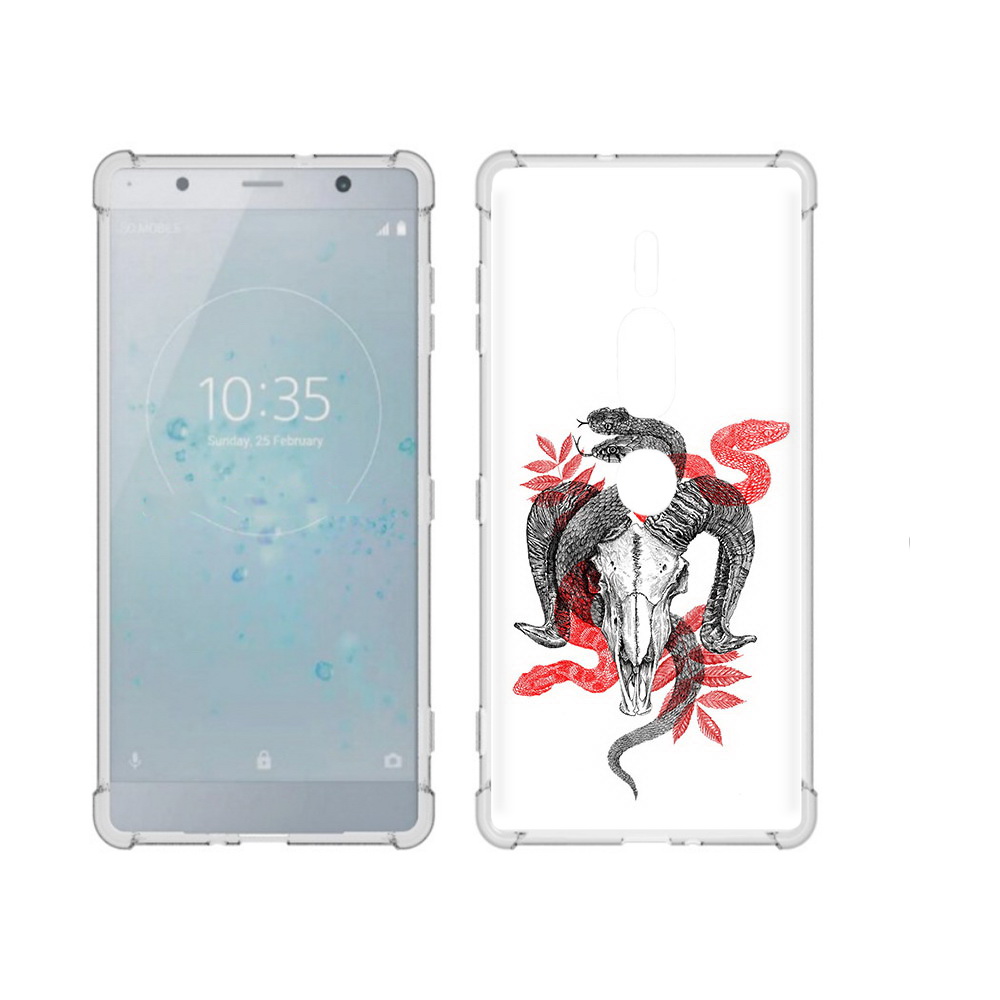 

Чехол MyPads Tocco для Sony Xperia XZ2 Premium змея в черепе рисунок, Прозрачный, Tocco