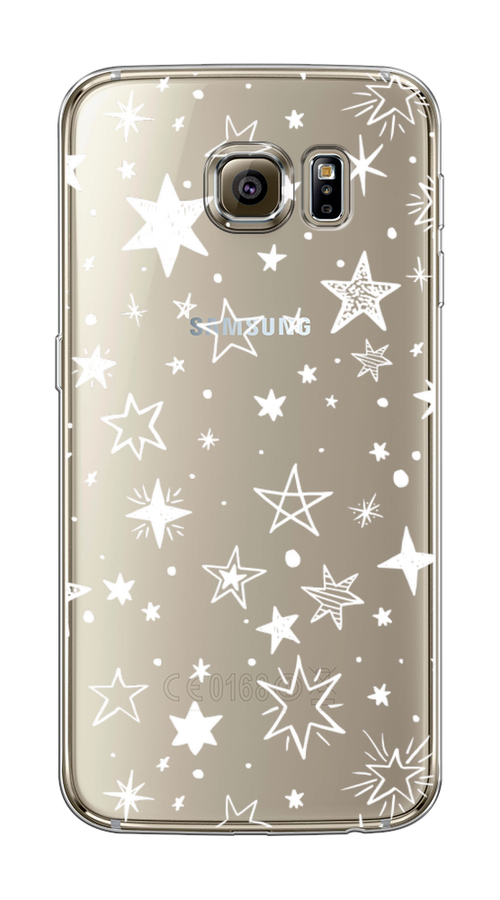

Чехол Awog на Samsung Galaxy S6 edge "Звездочки графика белая", Прозрачный;белый, 24450-7