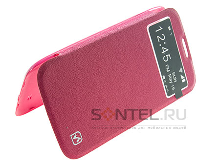 Футляр-книга боковой Hoc Original Dazzle View Samsung Galaxy i9500 S4 red rose