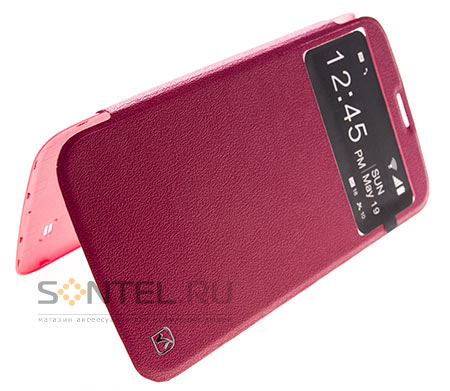 Футляр-книга боковой Hoc Original Dazzle View для Samsung Galaxy i9200 Mega 6.3 red rose