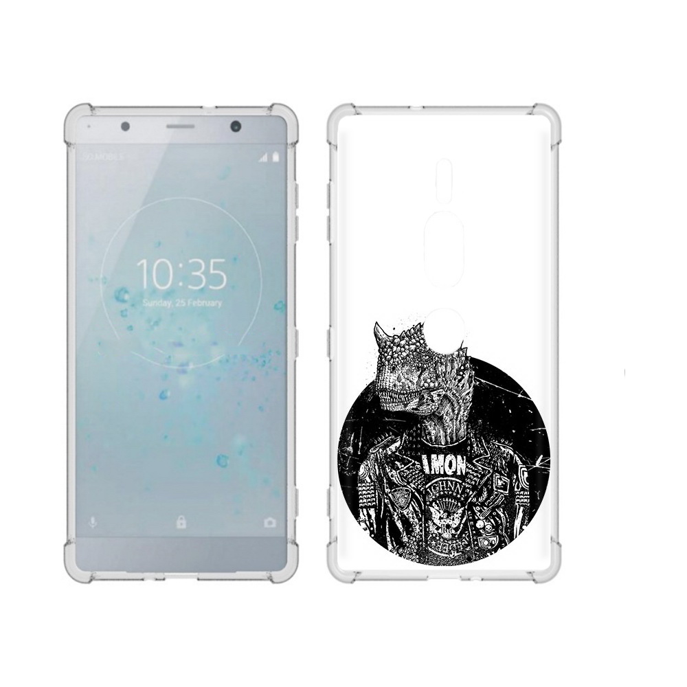 

Чехол MyPads Tocco для Sony Xperia XZ2 Premium динозавр в куртке, Прозрачный, Tocco