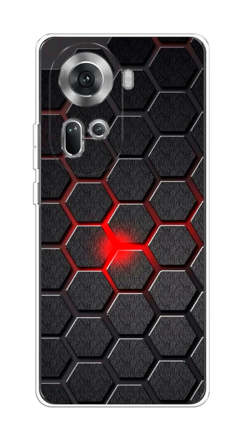

Чехол на Oppo Reno 11 (Global) "Соты красные", Красный;черный;серый, 2515850-1