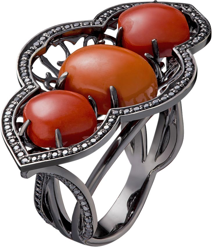 

Кольцо из черного золота с кораллом р. 17,5 Art I Fact 0103.0023-rings-korall-shpinel, 0103.0023-rings-korall-shpinel