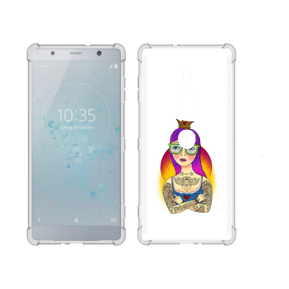 

Чехол MyPads Tocco для Sony Xperia XZ2 Premium девушка в татуировках с короной, Прозрачный, Tocco