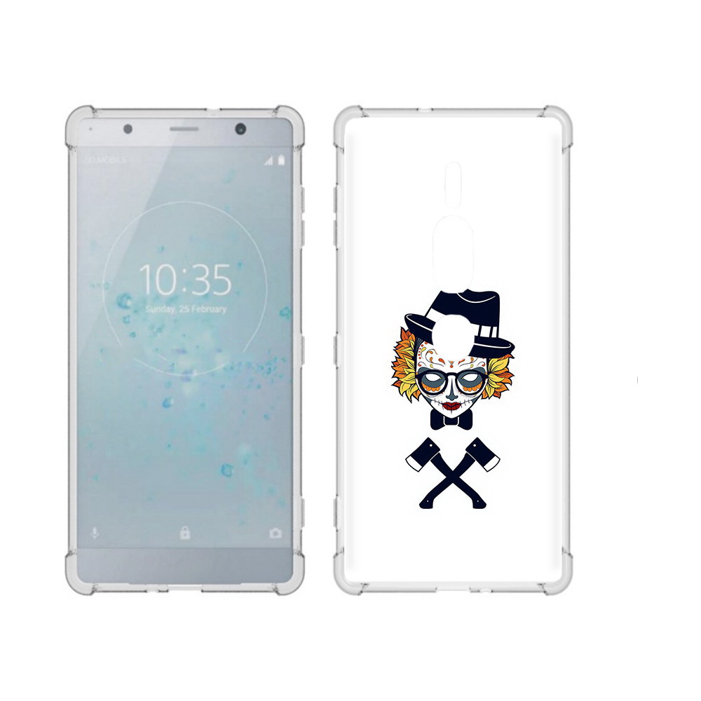 

Чехол MyPads Tocco для Sony Xperia XZ2 Premium девушка в маске с топорами рисунок, Прозрачный, Tocco