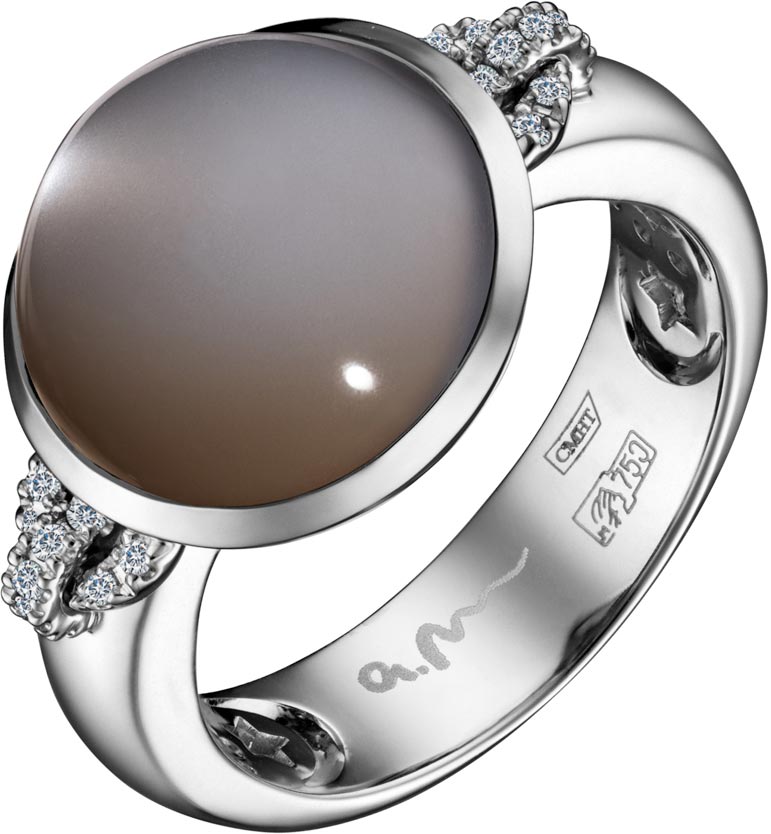 фото Кольцо из белого золота с бриллиантом р. 16,5 арт-модерн 010653-b