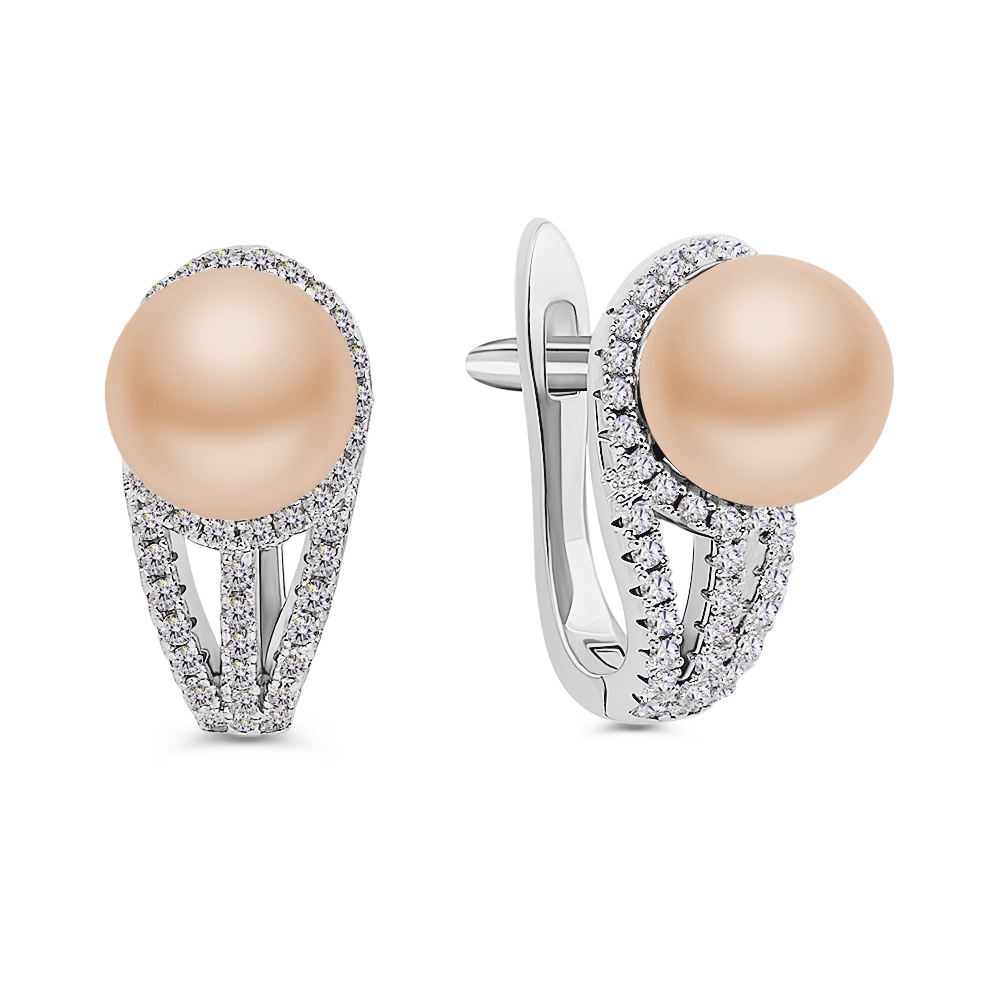 

Серьги из серебра 585Gold 702009865, жемчуг искусственный/фианит, 702009865