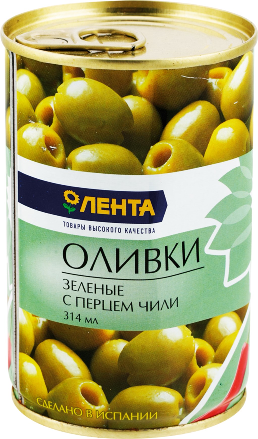 

Оливки Лента зеленые фаршированные перцем чили 300 г