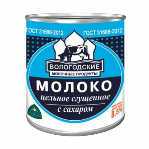 

Сгущенное молоко Вологодские молочные продукты цельное с сахаром 8,5% бзмж 450 г