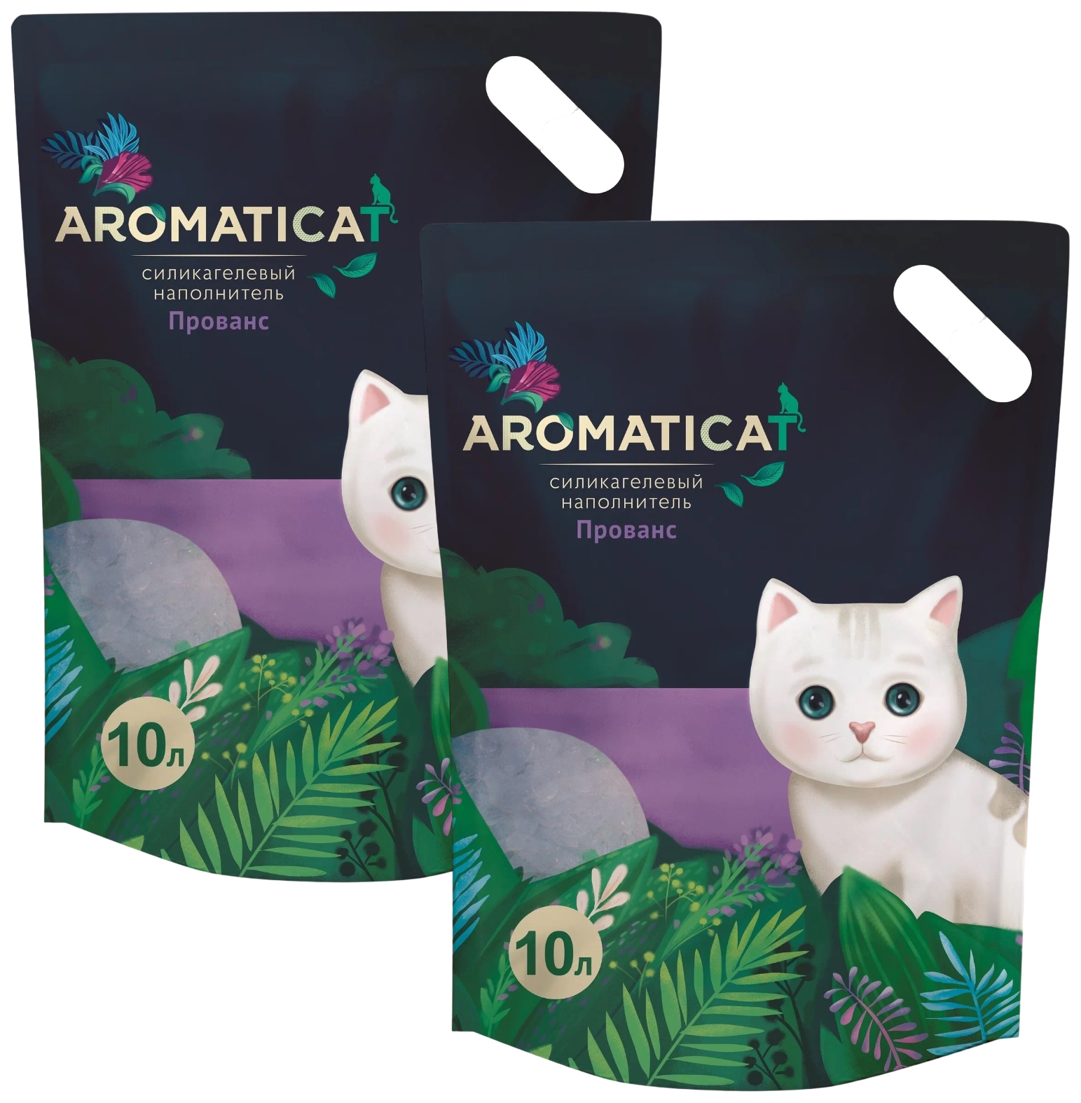 Наполнитель для туалета кошек Aromaticat Прованс силикагелевый, 2 шт по 10 л