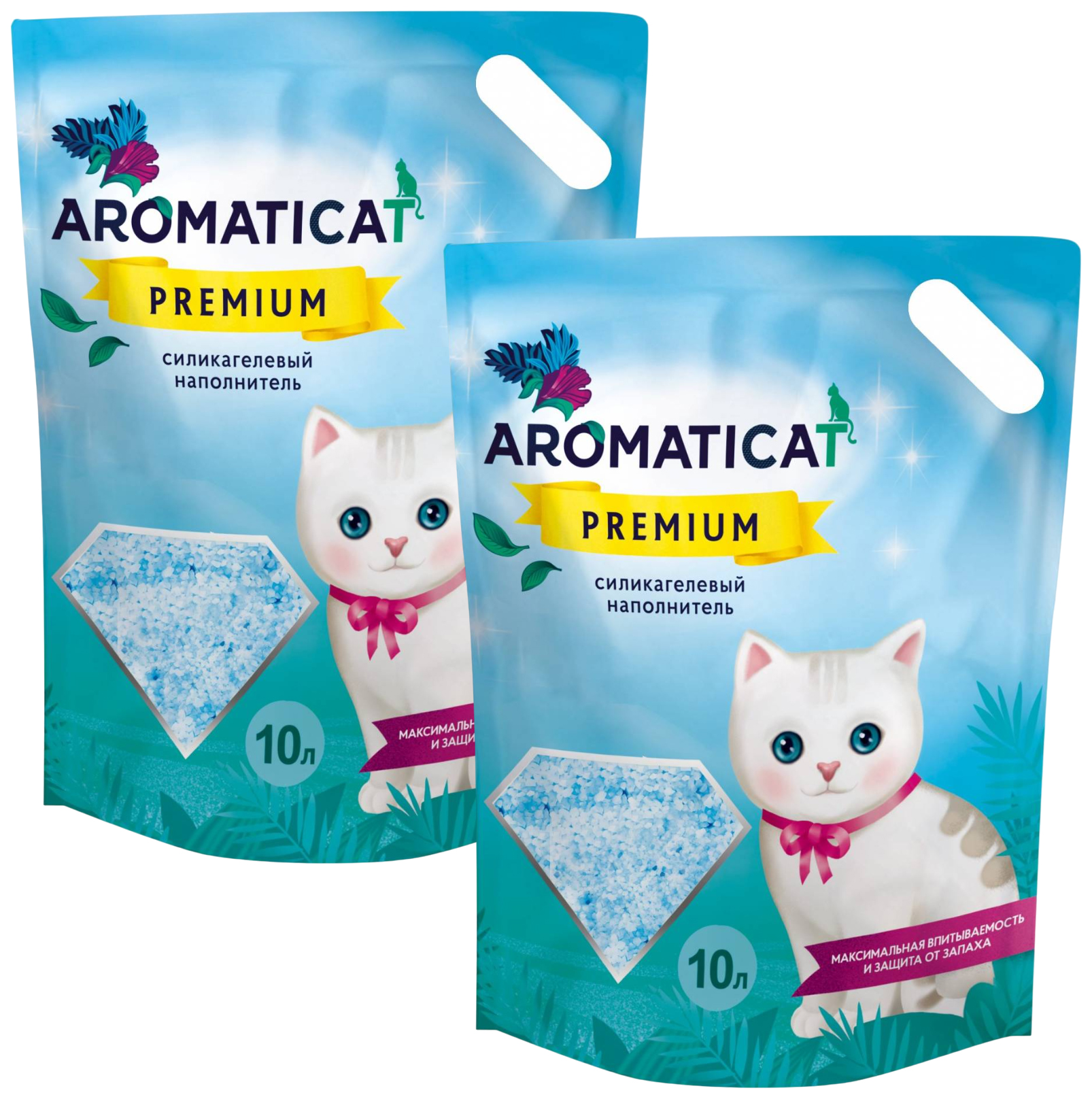 Впитывающий наполнитель Aromaticat Premium силикагелевый, 2 шт по 10 л