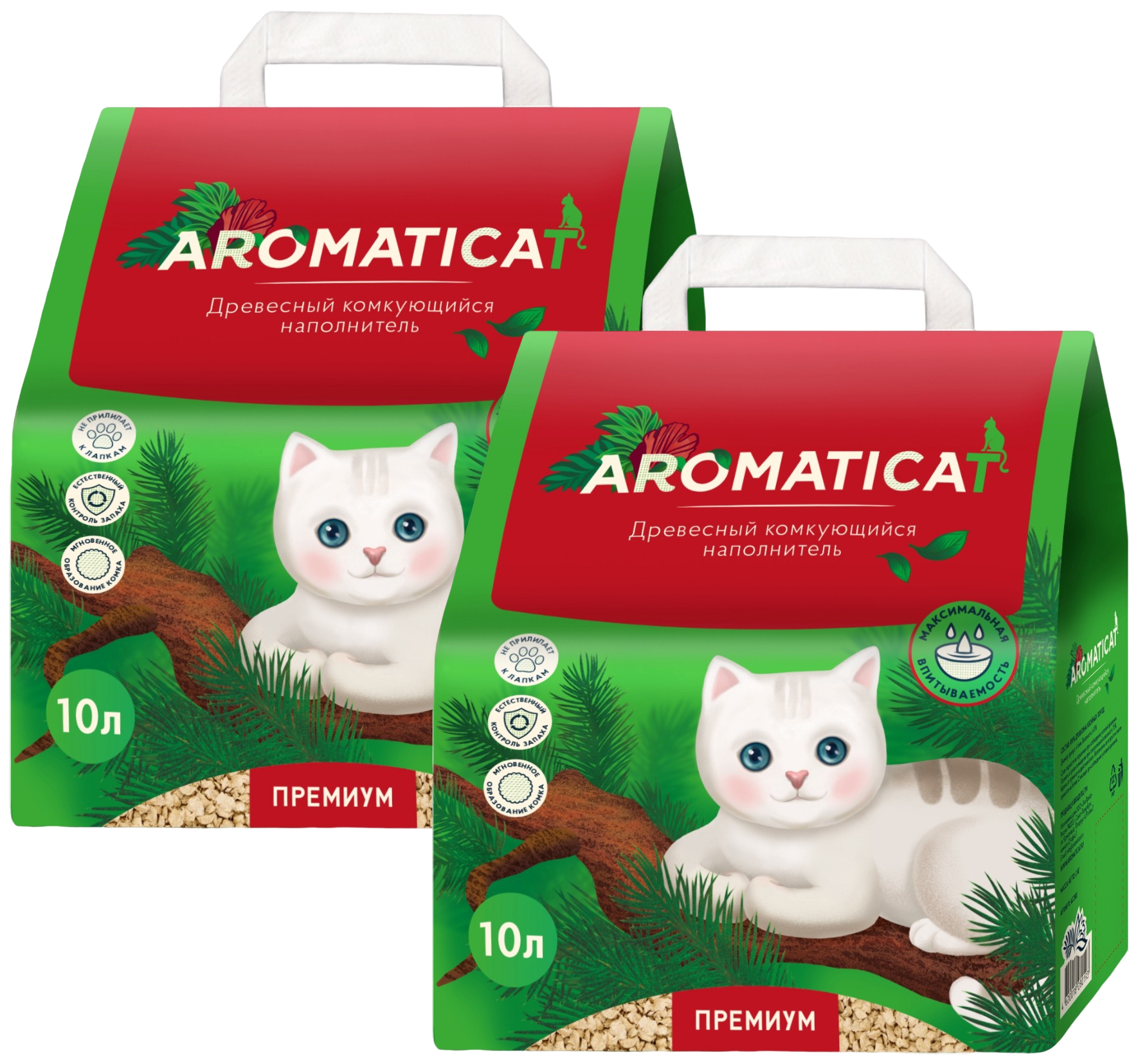 фото Наполнитель aromaticat premium древесный, комкующийся, 2шт по 10л