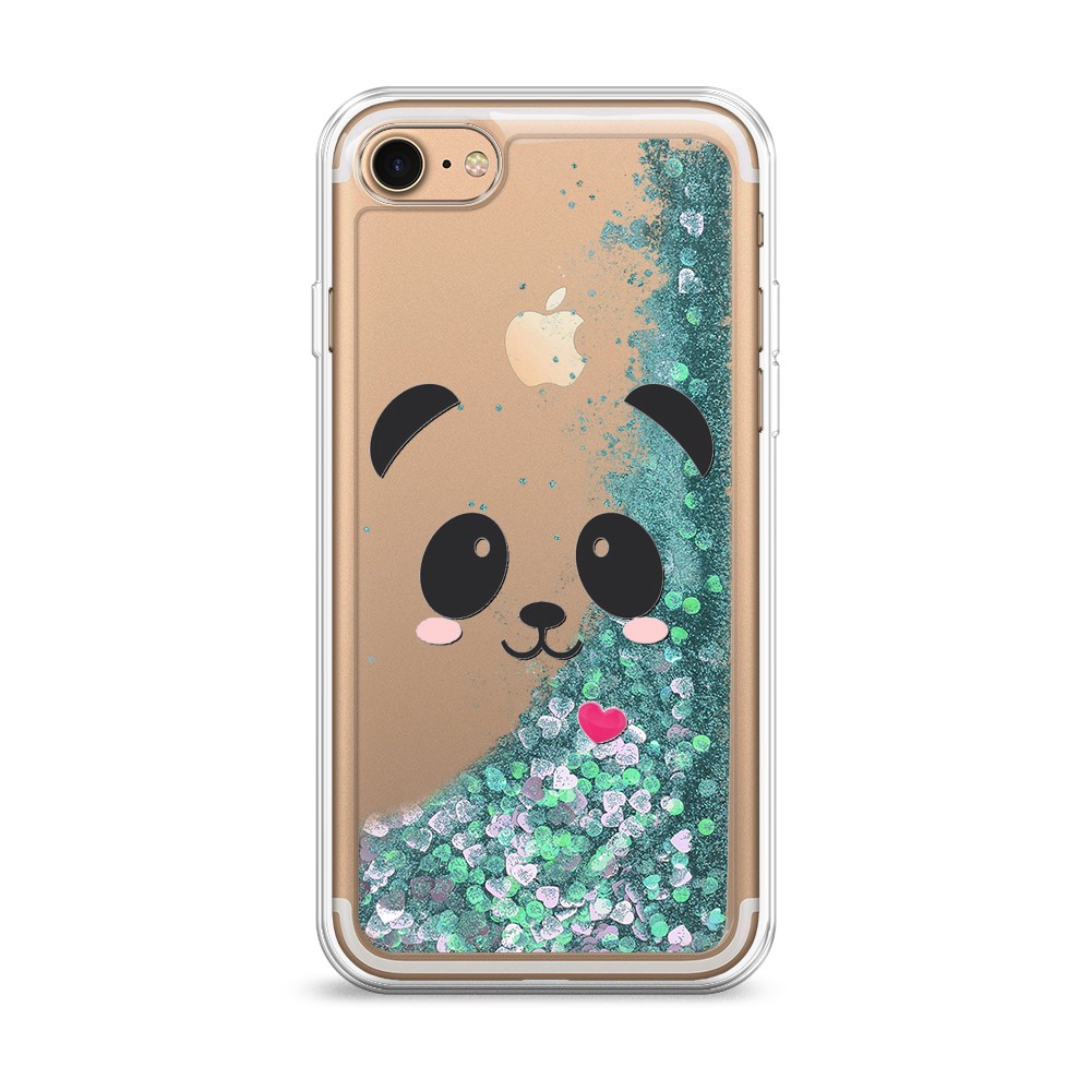 

Жидкий чехол с блестками "Влюбленный панда контур" на Apple iPhone 8, 10895-1