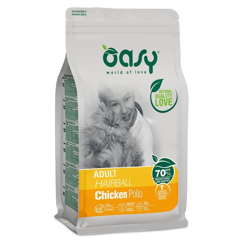Сухой корм для кошек Oasy Dry Cat Adult Hairball, курица,  1.5кг