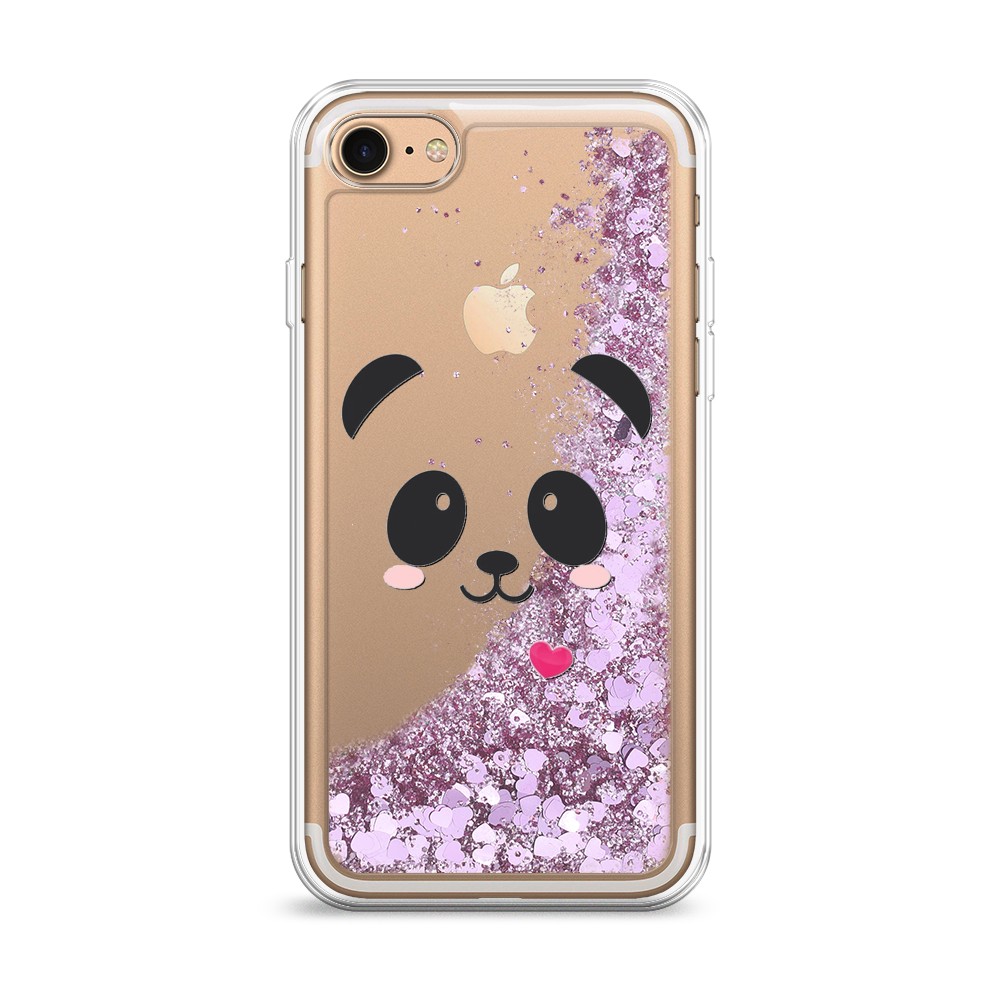

Жидкий чехол с блестками "Влюбленный панда контур" на Apple iPhone 7, 10694-1