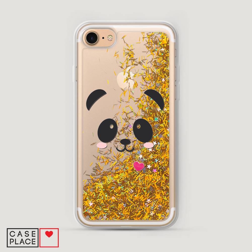 

Жидкий чехол с блестками "Влюбленный панда контур" на Apple iPhone 7, 10690-1