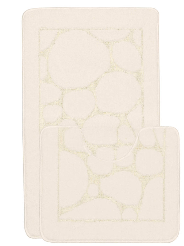 фото Набор ковриков для ванной и туалета 100x60 и 60x50 см. сливочный eurobano