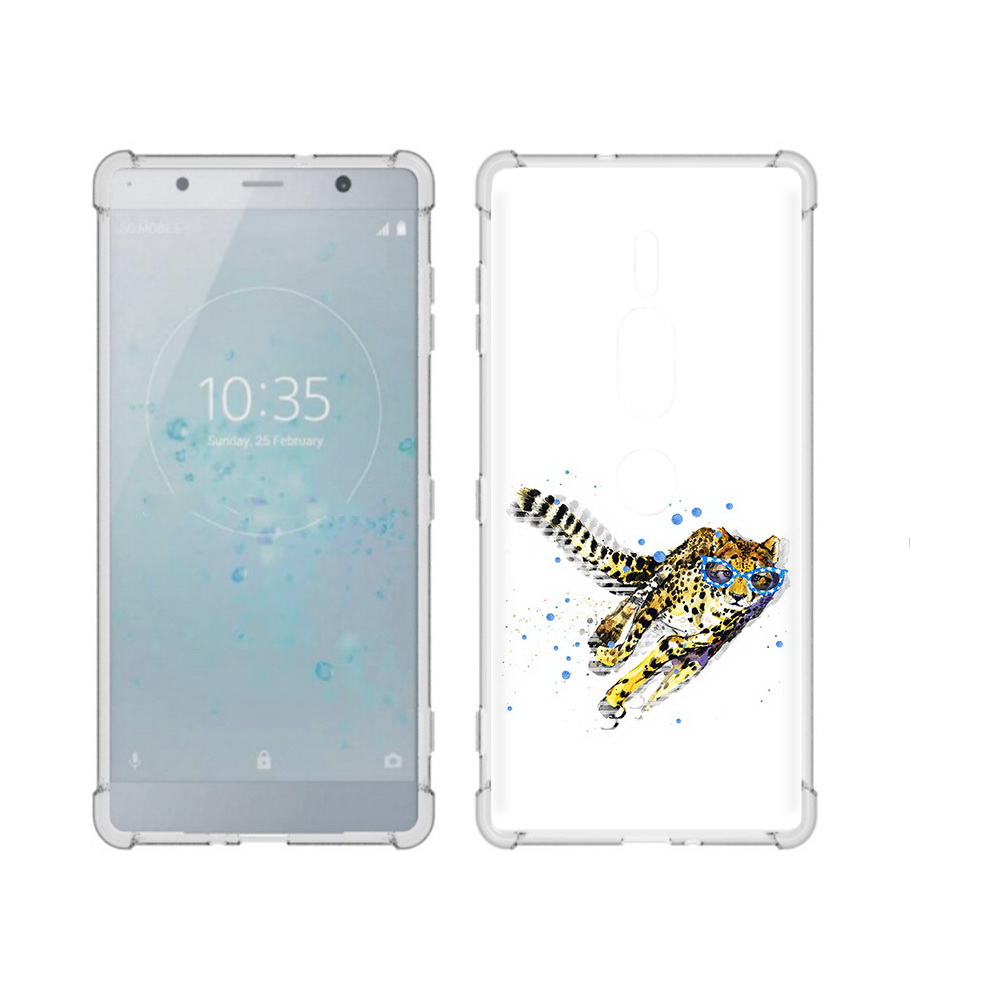 

Чехол MyPads Tocco для Sony Xperia XZ2 Premium гепард в очках, Прозрачный, Tocco