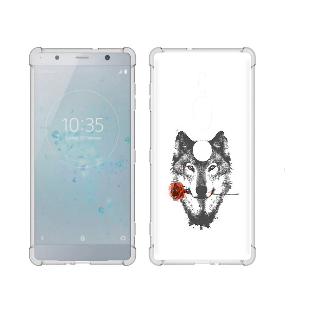 

Чехол MyPads Tocco для Sony Xperia XZ2 Premium волк с розой, Прозрачный, Tocco