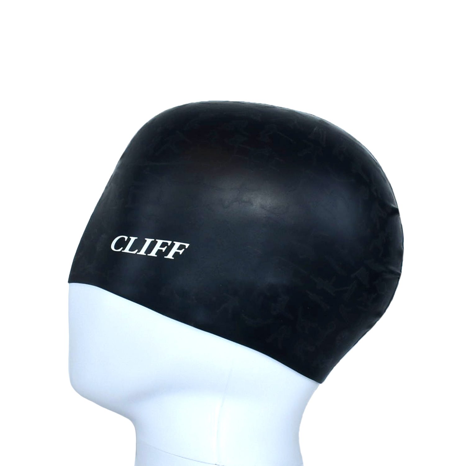 Шапочка для плавания CLIFF силиконовая, с рельефом, черная