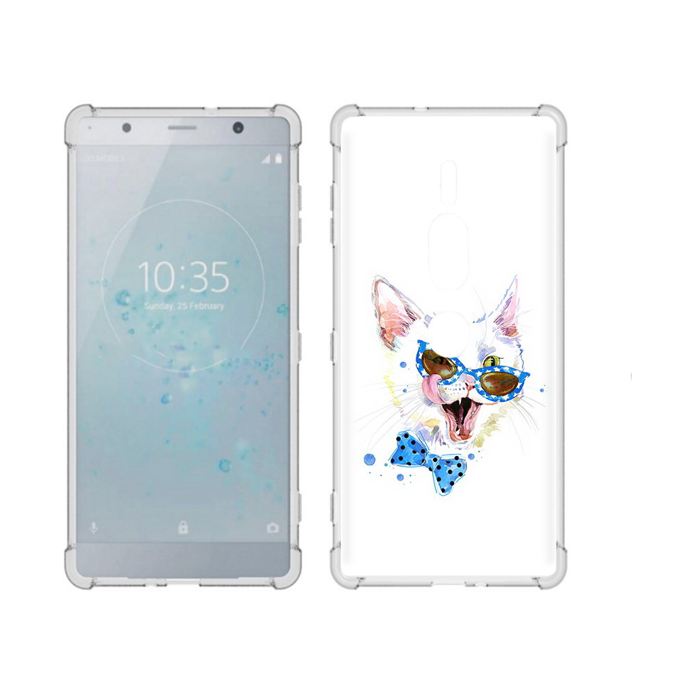 

Чехол MyPads Tocco для Sony Xperia XZ2 Premium белый кот, Прозрачный, Tocco