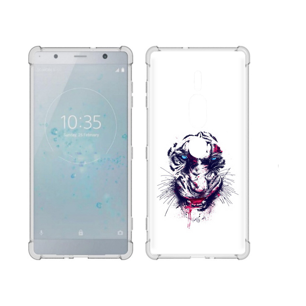 

Чехол MyPads Tocco для Sony Xperia XZ2 Premium безумный тигр, Прозрачный, Tocco