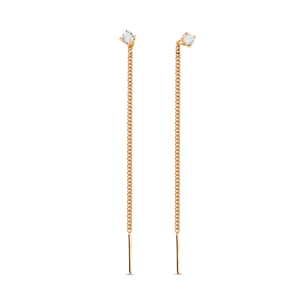 

Серьги продевки из золота 585Gold 302007537, фианит, 302007537