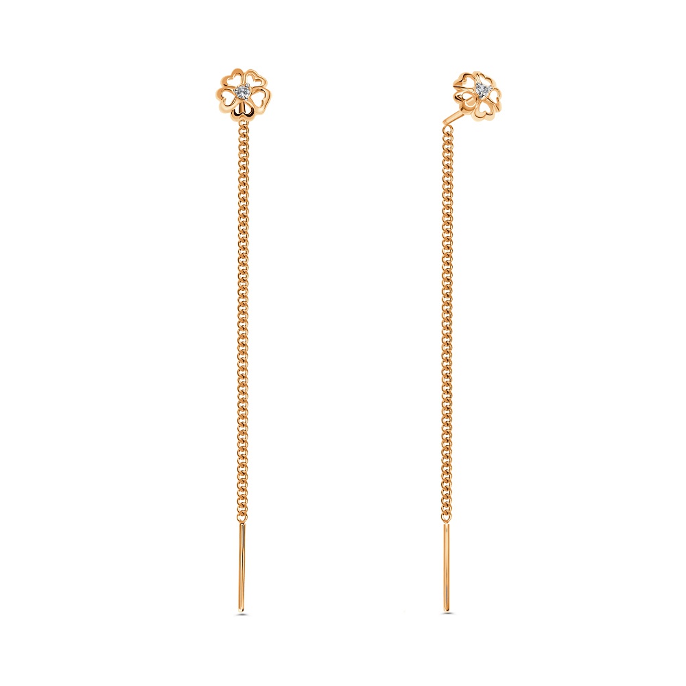

Серьги продевки из золота 585Gold 302007608, фианит, 302007608
