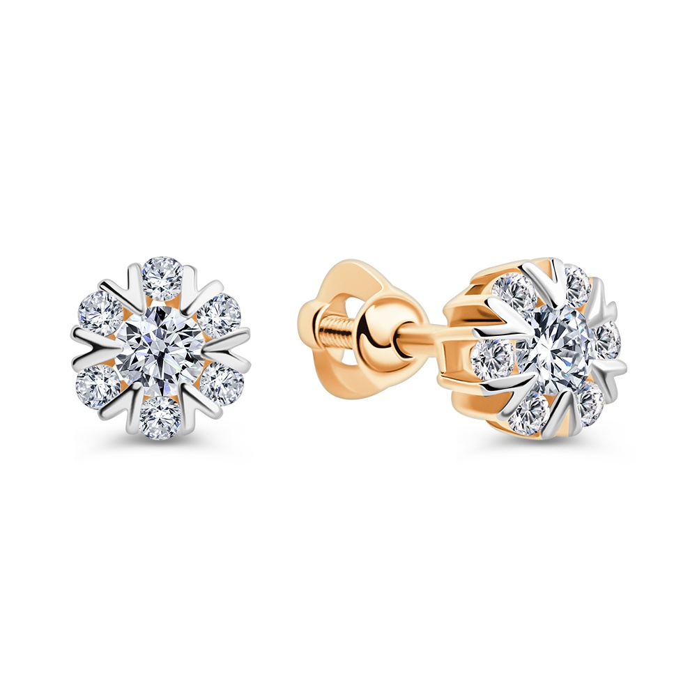 

Серьги пусеты из золота 585Gold 302007625, фианит, 302007625